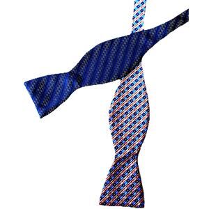 Reversible Bow Tie Plaid Geometric Diamond Point Self-Tie Adjustable Silk Blend
